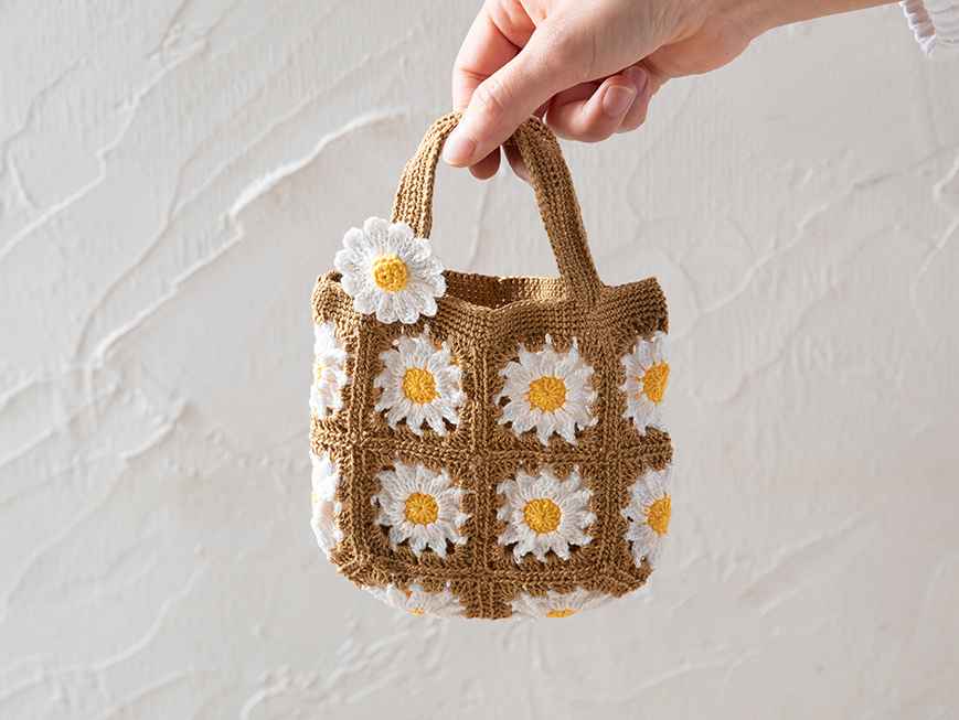 お花モチーフバック トートバッグ モチーフ編みバッグ かぎ針編み