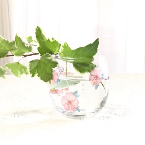 【ガラス用】南国の桜と植物とハイビスカス