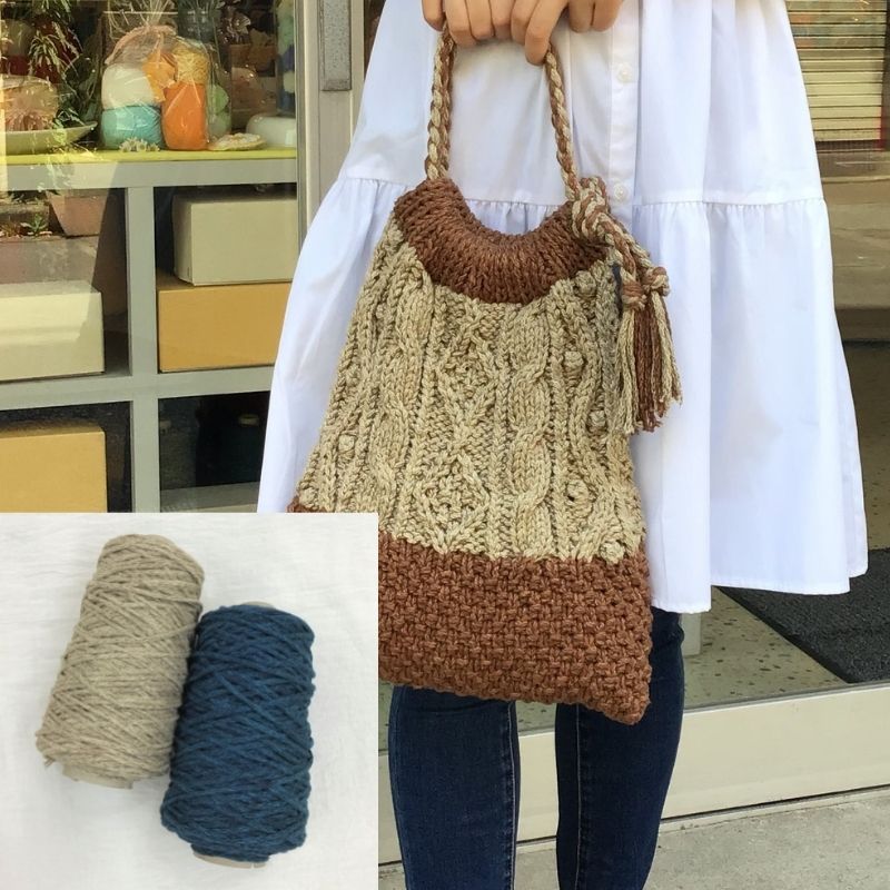 2色で編む縄編みバッグ シーウィード - 商品 | 日本ヴォーグ社