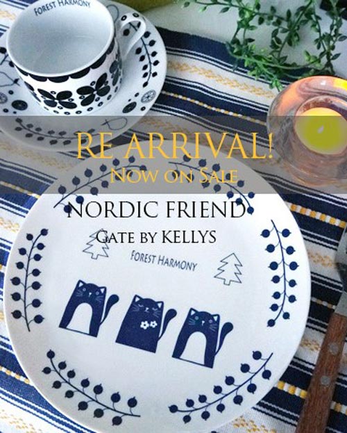 NORDIC FRIEND転写紙 フラワー＆キャット　ネイビー