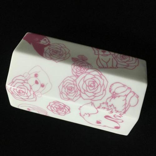 いぬと薔薇転写紙　ピンク