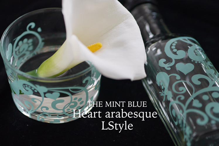 【ガラス用】Heart arabesque ハートアラベスク転写紙　THE MINT BLUE