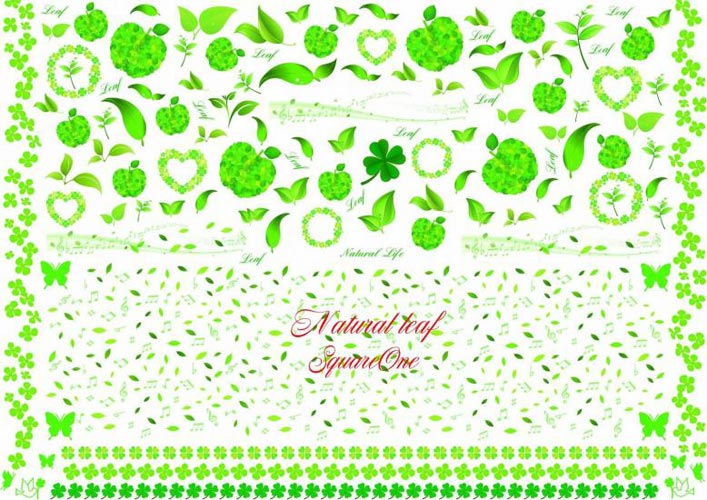 【水彩】Natural Leaf＆Green Apple転写紙