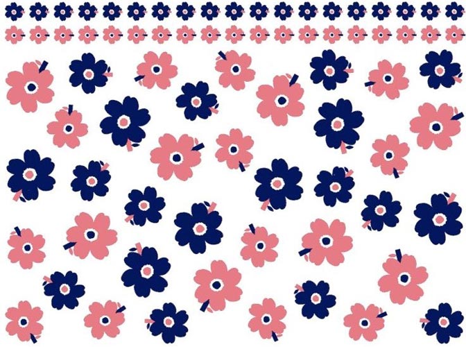 Poppy転写紙　pink and navy